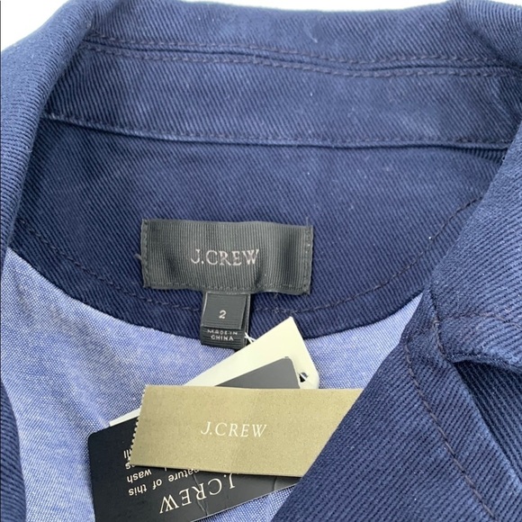 J Crew Peacoat navy blue cotton twill double breasted white coat jacket new 2 - Picture 4 of 4